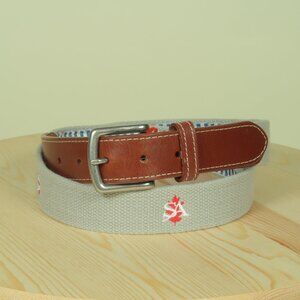 Peter Millar St Albans Golf Belt Mens 38 Canvas Cotton Leather Tipped Club New